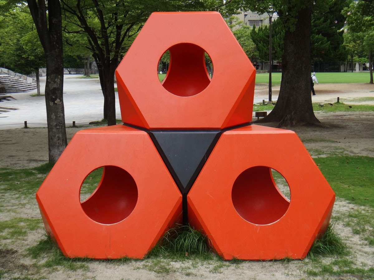 Tri-Hex Red Modular Sculpture _Public Art & Installations